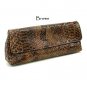 Brown Snake Skin Faux Leather Evening Clutch Bag