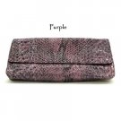 Purple Skin Snake Faux Leather Evening Clutch Bag