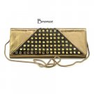 Bronze Evening Clutch Handbag with Rhinestone Accents