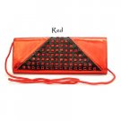 Red Evening Clutch Handbag with Rhinestone Accents