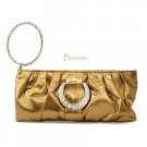 Bronze Evening Clutch Handbag With Rhinestone Accents
