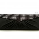 Black Satin Fabric  Evening Clutch Handbag
