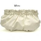 Removable Chain Strap Ruched  Evening Clutch Handbag, White