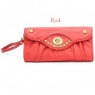 Evening Clutch Handbag with Rhinestone Accents, Red