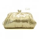 Kiss-lock Closure Evening Clutch Handbag, Gold