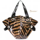 Zebra Print Handbag Purse, Bronze