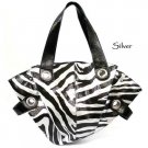 Zebra Print Handbag Purse, Silver