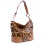 Leopard Print Tote Handbag Purse, Tan