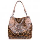 Leopard Print Hobo Handbag Purse, Tan