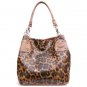 Leopard Print Hobo Handbag Purse, Tan