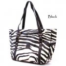 Zebra Print Tote Handbag Purse, Black