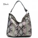 Python Faux Leather Tote Handbag Purse, Black