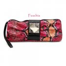 Python Faux Leather Evening Clutch Handbag, Fuschia