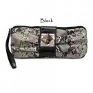 Python Faux Leather Evening Clutch Handbag, Black