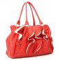 Ruffled Vegan Leather Handbag Purse, Red