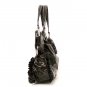 Black Flower Accents Ruched Handbag Purse