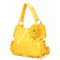 Yellow Flower Accents Ruched Handbag Purse