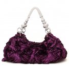 Silky Roses Hobo Handbag Purse, Purple