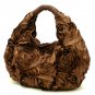 Silky Roses Hobo Handbag Purse, Coffee