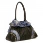 Studded Satchel, Braided Handles Handbag Purse, Black/Blue
