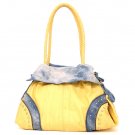 Studded Satchel, Braided Handles Handbag Purse, Yellow/Blue
