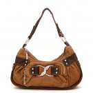 Washed Faux Leather Satchel Handbag Purse, Brown