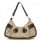 Washed Faux Leather Satchel Handbag Purse, Grey