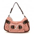 Washed Faux Leather Satchel Handbag Purse, Pink