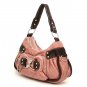 Washed Faux Leather Satchel Handbag Purse, Pink