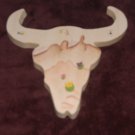 Western Painted Wooden CowSkull 4