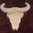 Painted Wooden Western Cowskull 1