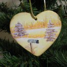 Gold Heart Winter Tree and Mailbox Scene