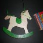 White & Green Rockinghorse Gift Tag Ornament