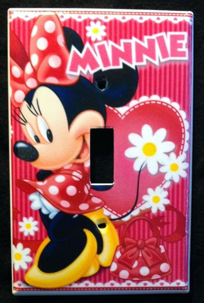 MINNIE MOUSE LIGHT SWITCH COVER Red with flowers Single switch plate