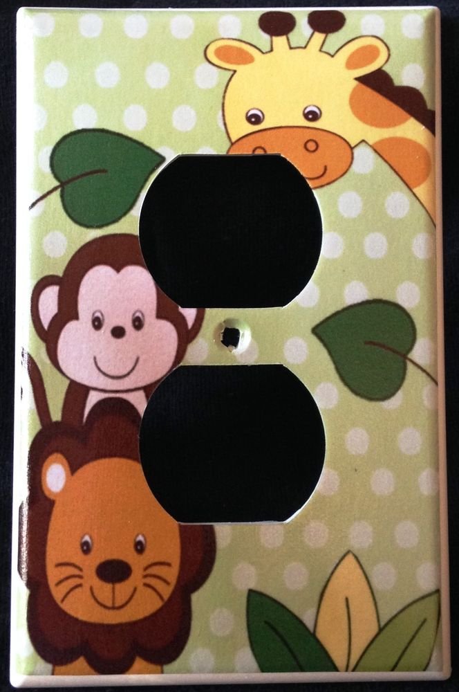 Jungle Safari Animals OUTLET plate Monkey Lion & Giraffe outlet plate