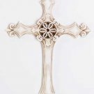 Ivory-Finish Wall Cross with Fleurs-de-Lis and Amber Rhinestones (Item # 34171)