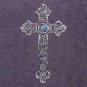 Turquoise and Silver Finish Cross (Item # 34238)