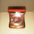 RED VINTAGE TRAVEL WIND UP CLOCK PHINNEY-WALKER