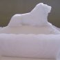 Lion Milk Glass Container - Butter Dish
