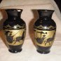 Black Gold Ebony Carved Chinese Horse Cart Vases L@@K!!