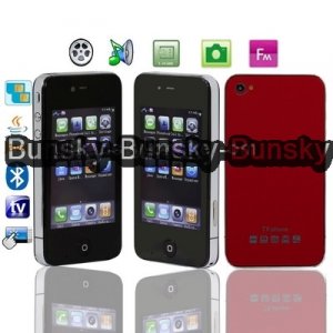 TV iPhone 4 Style, Bluetooth Touch Mobile Phone, Dual Sim cards, GSM850/ 900 / 1800/ 1900MHZ