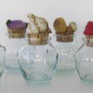Kitchen Containers Small Glass Round Jars Vegetable Cork Tops, set of 6