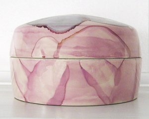 Medium Round Ceramic Container with Lid, Pink