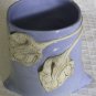 Ceramic Vase, Container, Utensil Holder, Blue with Leaf Design