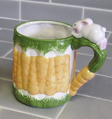 Mugs, Bunnys and Carrots, Orange, Green, Set of 2