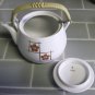 Tea Pot, 4 cups, made in Japan, Vintage, white, orange, gold
