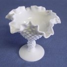 White Milk Glass, Hobnail, Pedestal, Candy Dish, looks Fenton, vintage