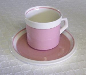 Mikasa, Country Gingham, Cotton Candy, Pink, Cup and Saucer, Vintage, 2 available