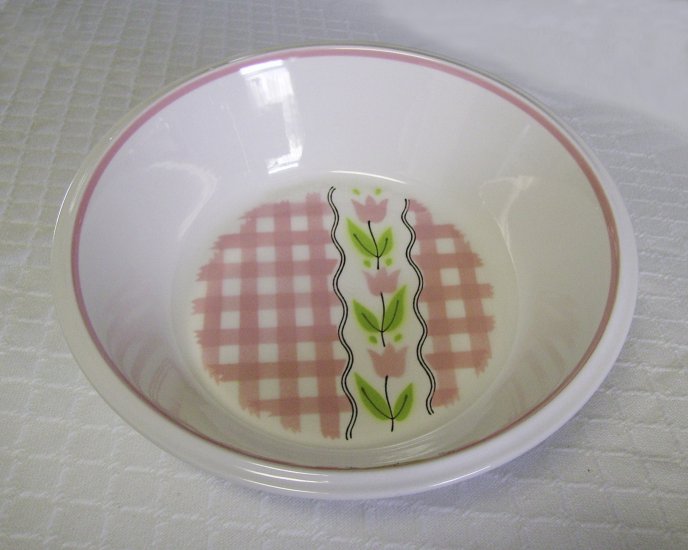 Mikasa, Country Gingham, Cotton Candy, Pink, Serving Vegetable Bowl, vintage , rare