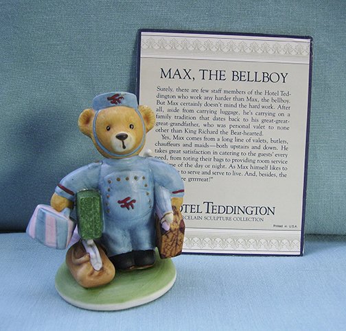 Franklin Mint, Hotel Teddington by Carol Lawson, Max the Bellboy Figurine, 1986